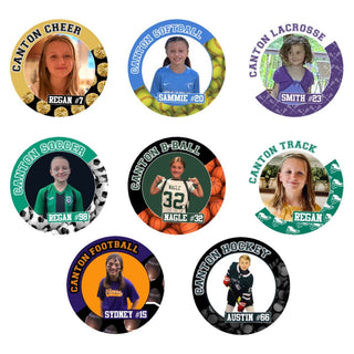 Personalized Sports Photo Pinback Buttons - 2.25” or 3”