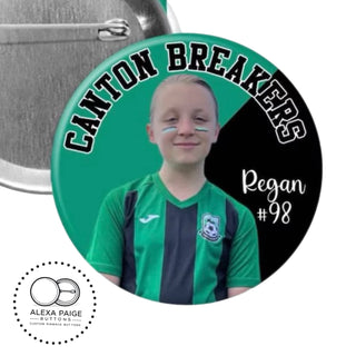 Personalized Photo Sports Team Pinback Buttons - 2.25” or 3”