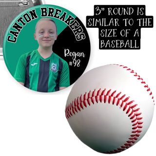 Personalized Photo Sports Team Pinback Buttons - 2.25” or 3”