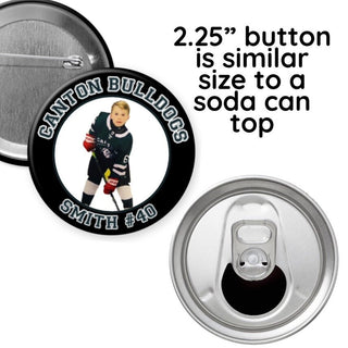 Personalized Sports Team Photo Button, Custom Colors - 2.25” or 3”
